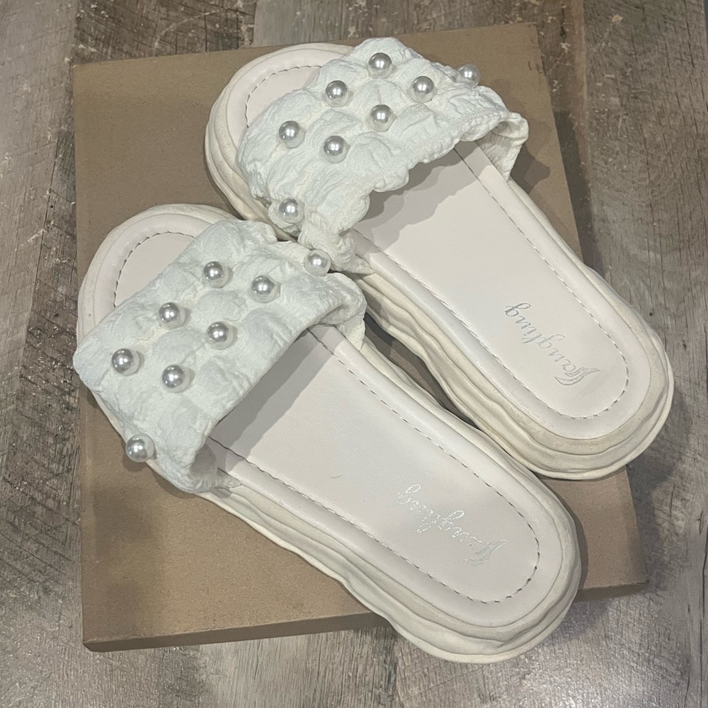 White Pearl Platform Sandals